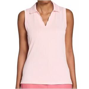 Walter Hagen Women's Clubhouse Scallop Sleeveless Golf Polo, Rose Thorn, XS
